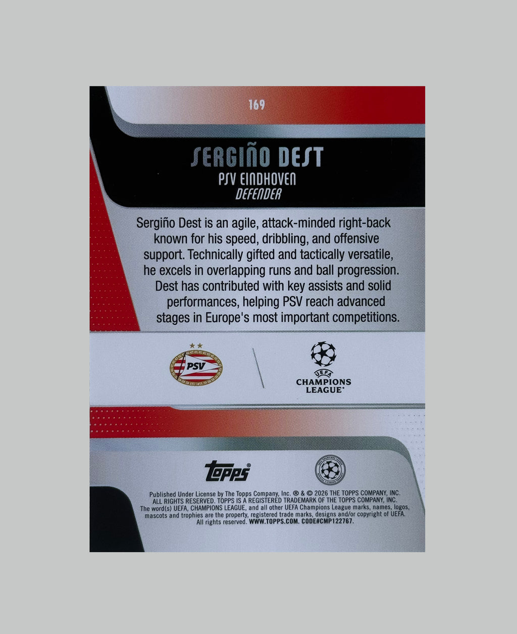 Topps UCC 2025-26 Sergino Dest 029/250