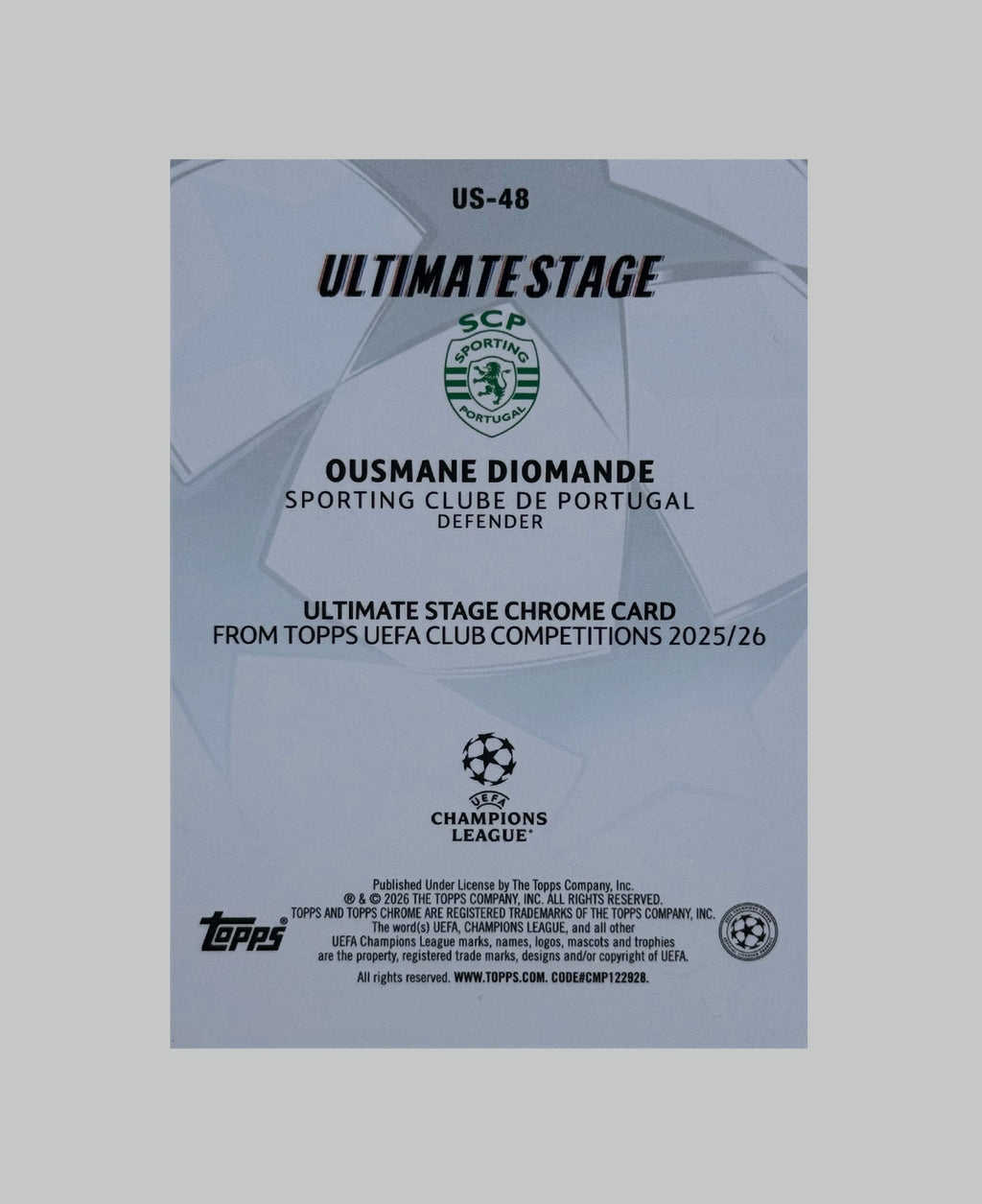 Topps UCC 2025-26 Ousmane Diomande Ultimate Stage
