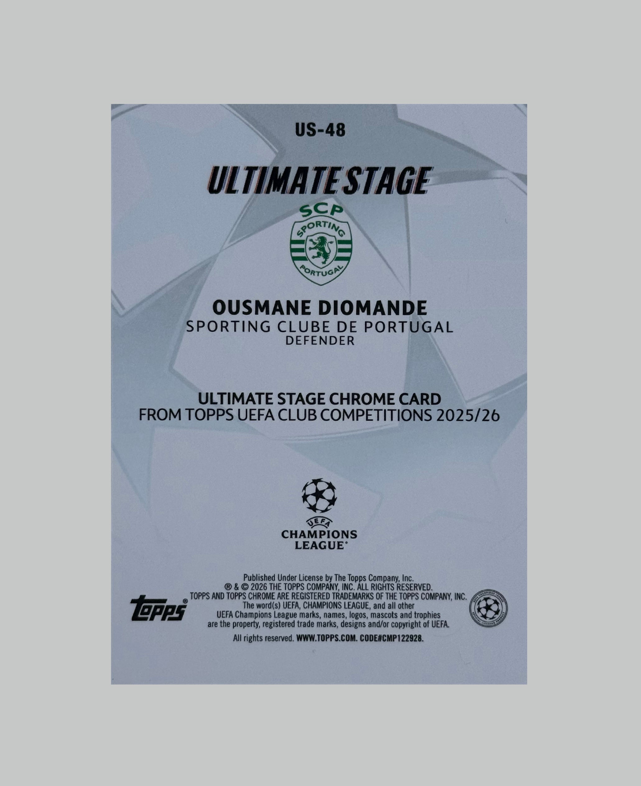 Topps UCC 2025-26 Ousmane Diomande Ultimate Stage