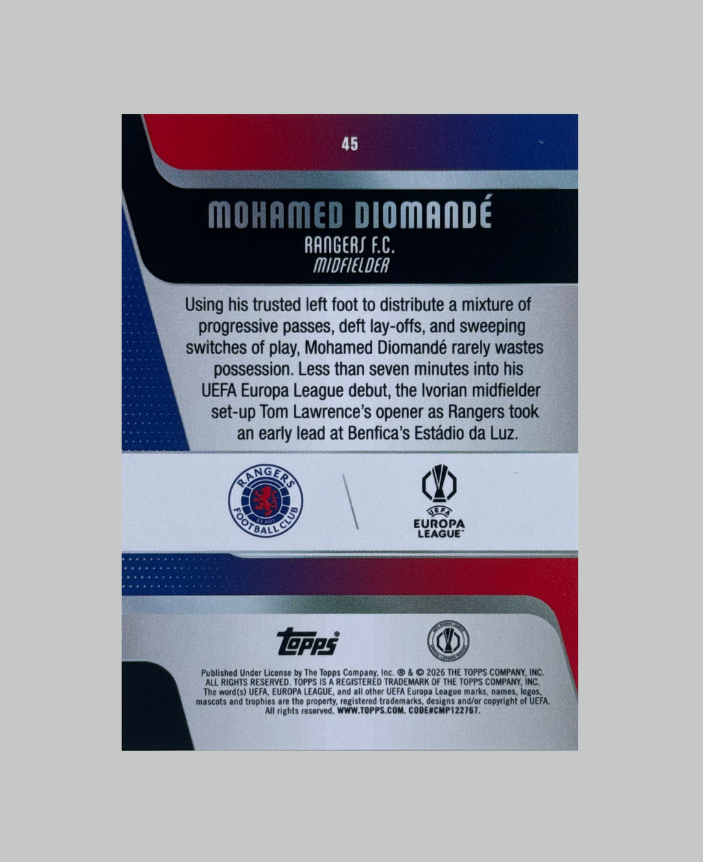 Topps UCC 2025-26 Mohamed Diomande 162/250