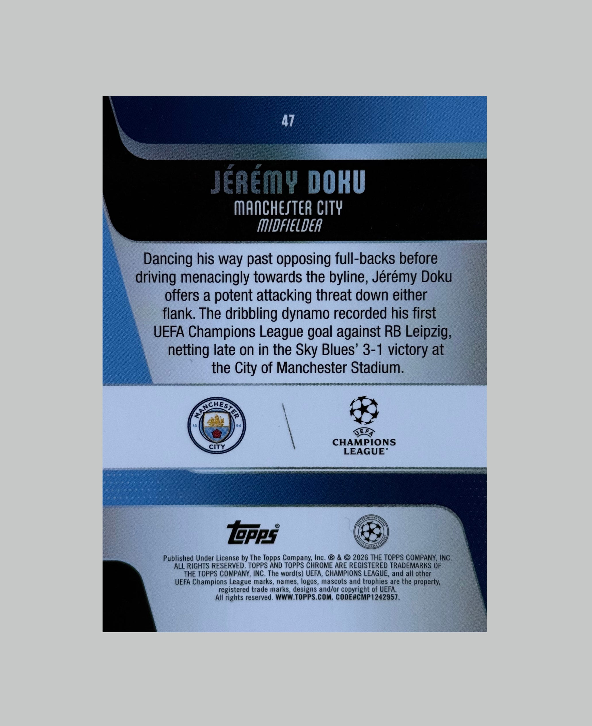 Topps Chrome UCC 2025-26 Jeremy Doku