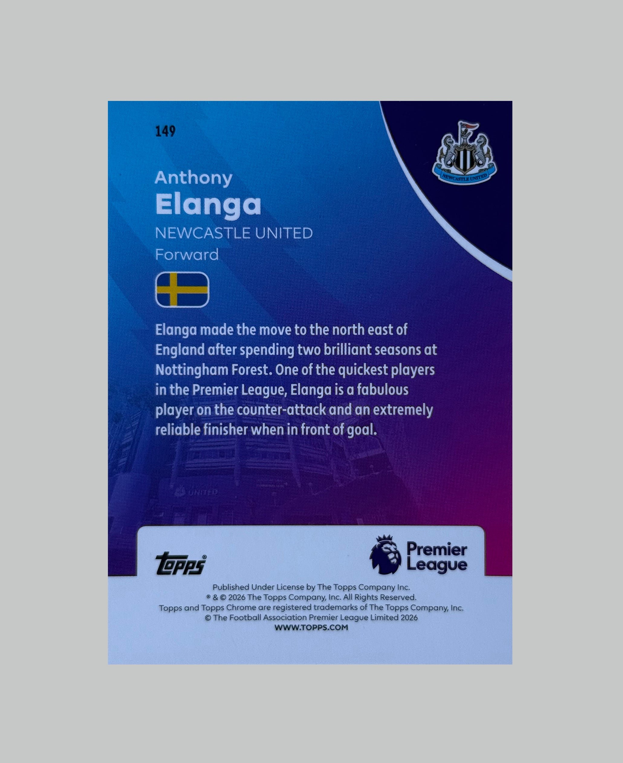 Topps Chrome Premier League 2026 Anthony Elanga
