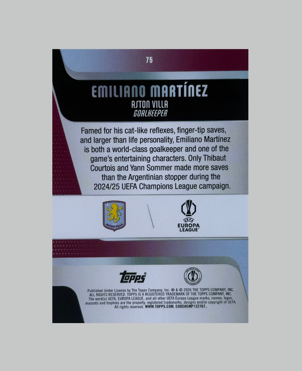 Topps UCC 2025-26 Emiliano Martinez 245/250