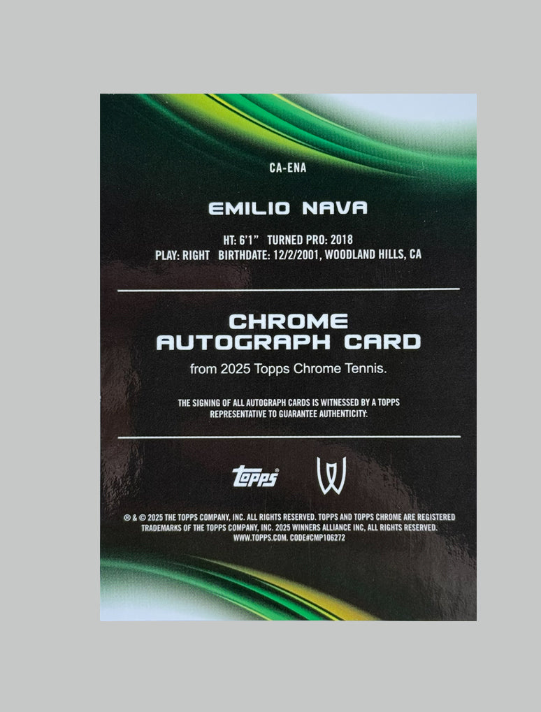Topps Chrome Tennis 2025 Emilio Nava Geometric Refractor Auto