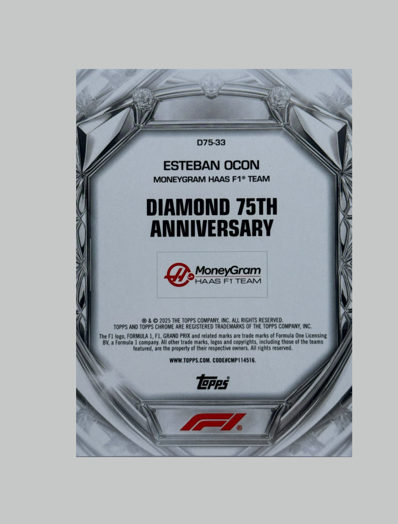 Topps Chrome F1 2025 Esteban Ocon Diamond 75th Anniversary 098/150