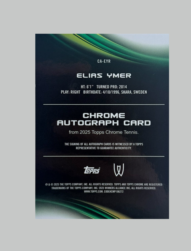 Topps Chrome Tennis 2025 Elias Ymer 05/50 Auto