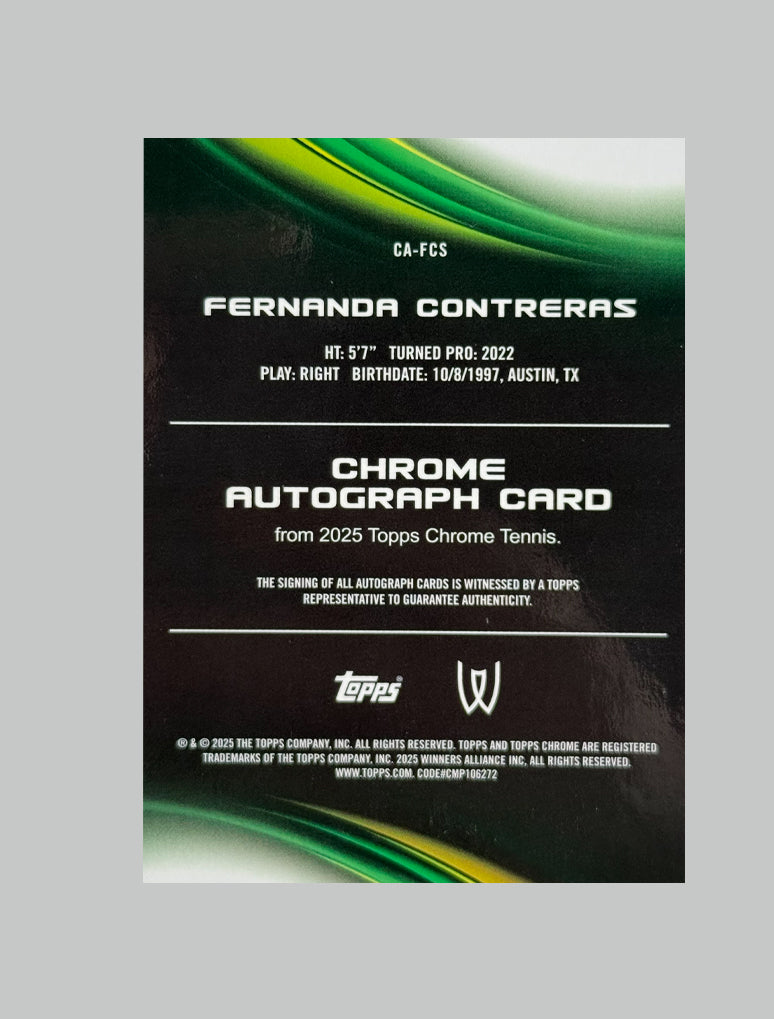 Topps Chrome Tennis 2025 Fernanda Contreras Auto