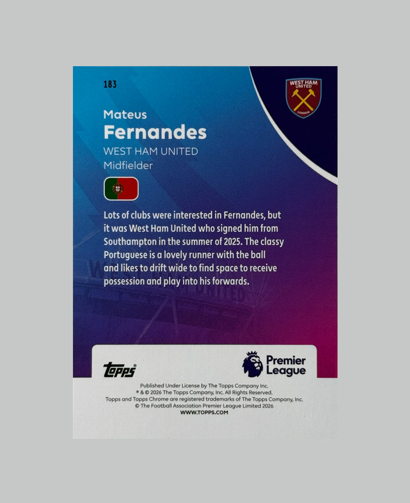 Topps Chrome Premier League 2026 Mateus Fernandes 052/199