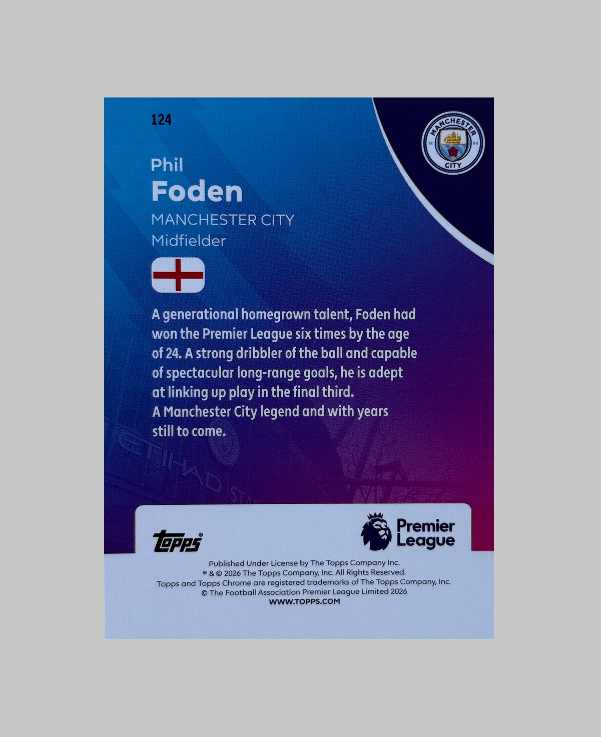 Topps Chrome Premier League 2026 Phil Foden Pineapple