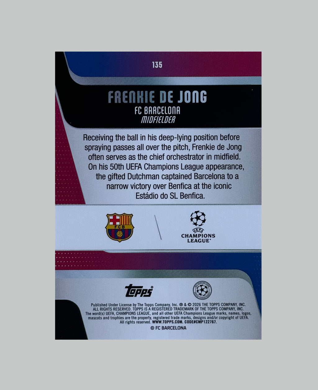 Topps UCC 2025-26 Frenkie De Jong Raindrops