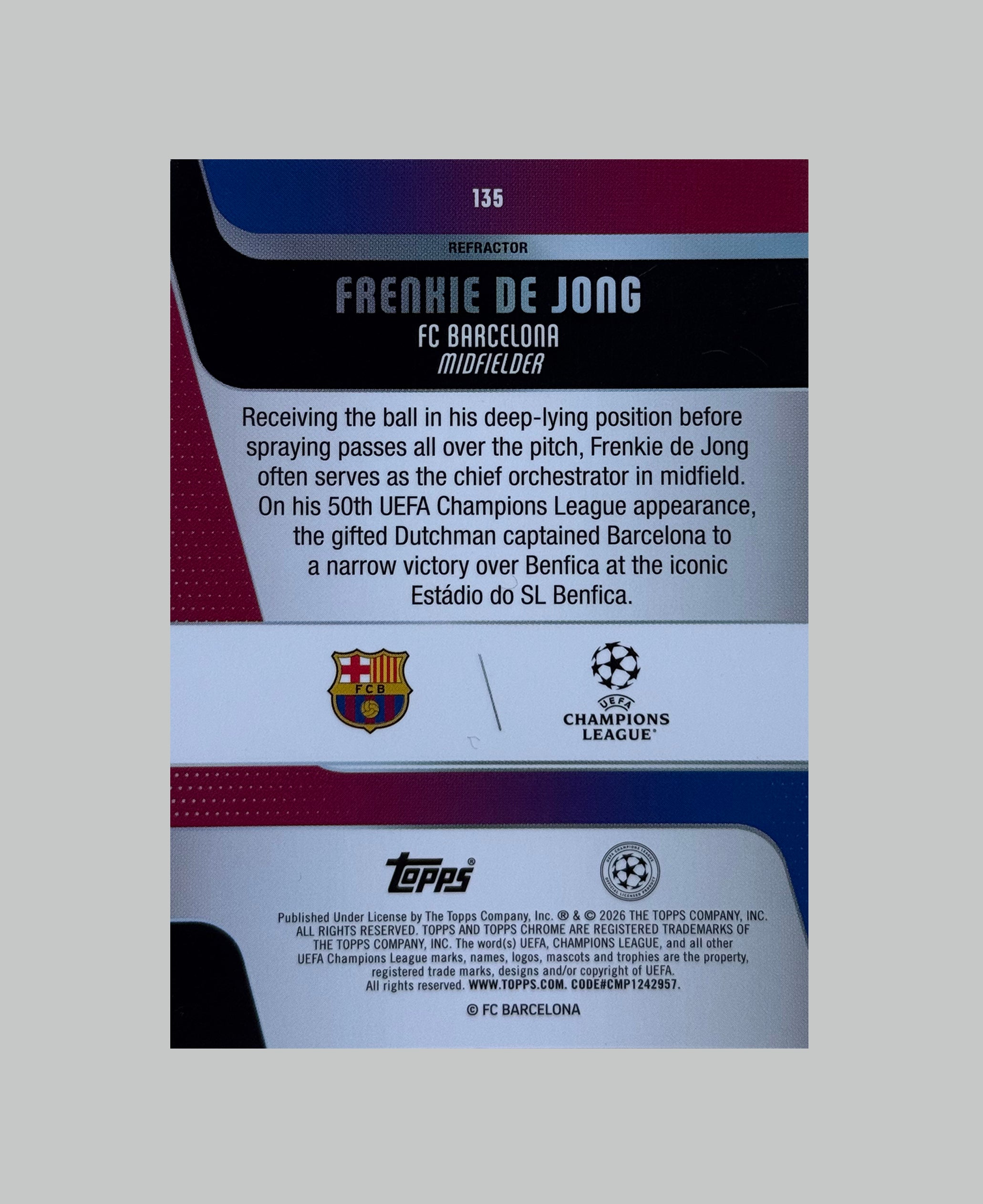 Topps Chrome UCC 2025-26 Frenkie De Jong Refractor