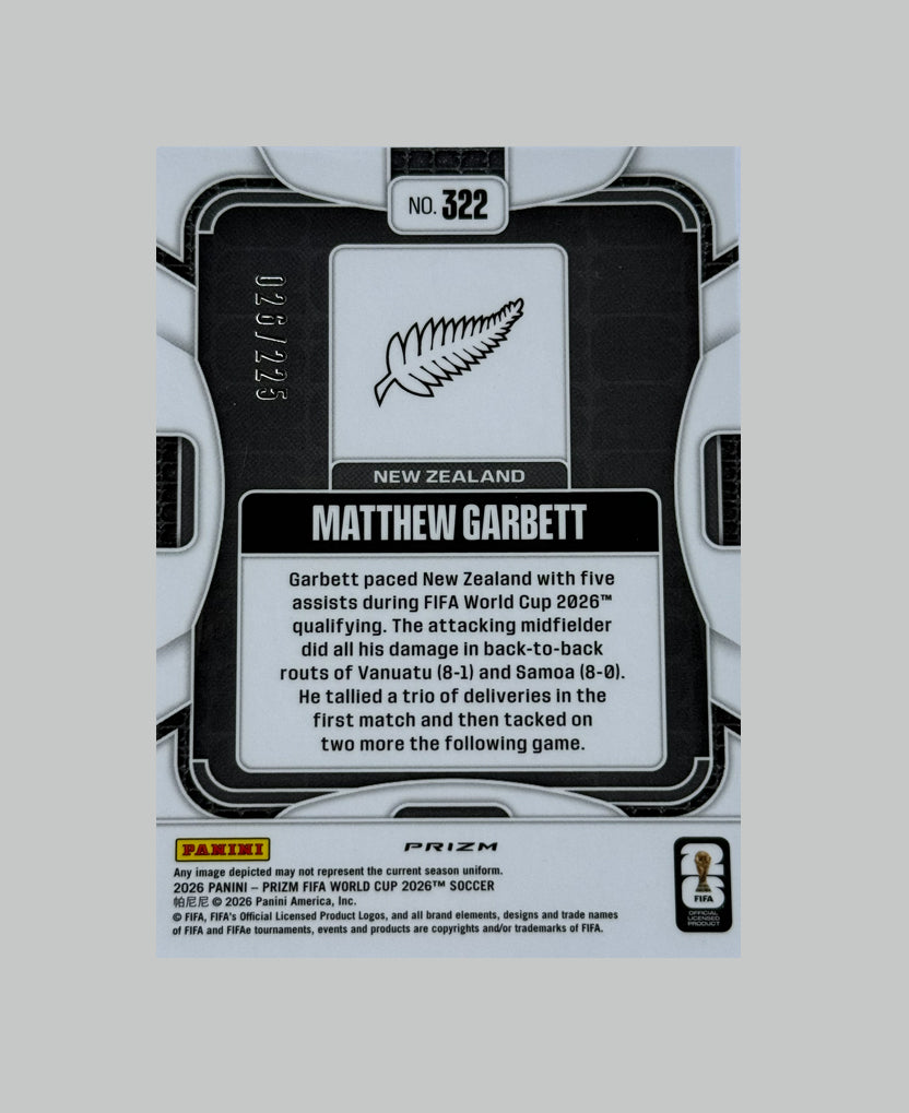 Panini Prizm World Cup 2026 Matthew Garbett (RC) 026/225