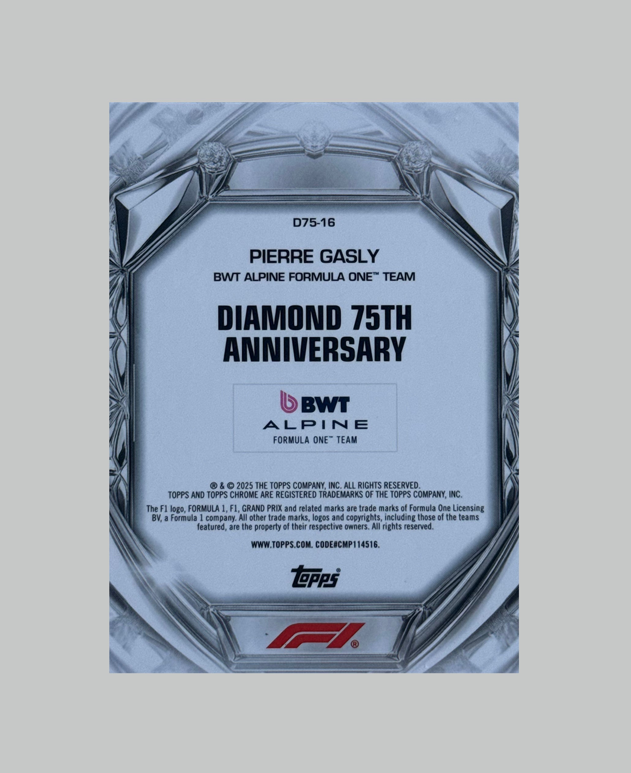 Topps Chrome F1 Pierre Gasly Diamond 75th Anniversary