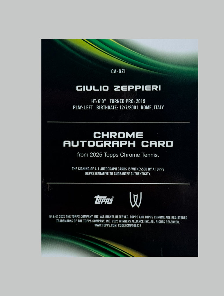 Topps Chrome Tennis 2025 Giulio Zeppieri Geometric Refractor Auto