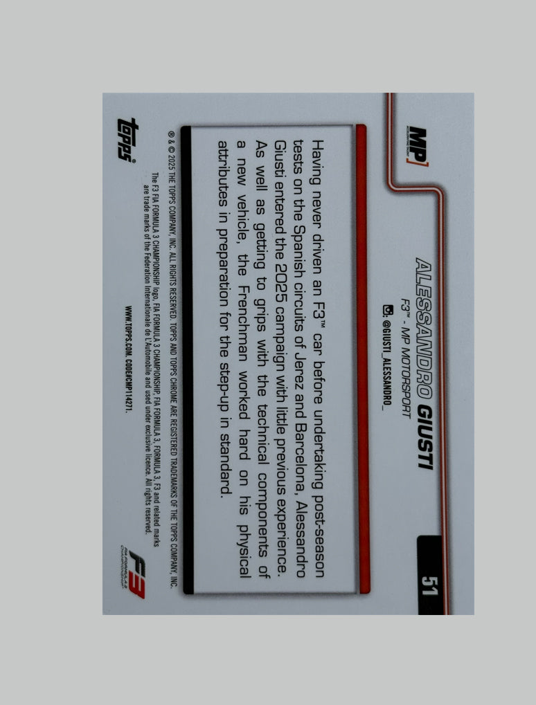 Topps Chrome F1 2025 Alessandro Giusti 098/150
