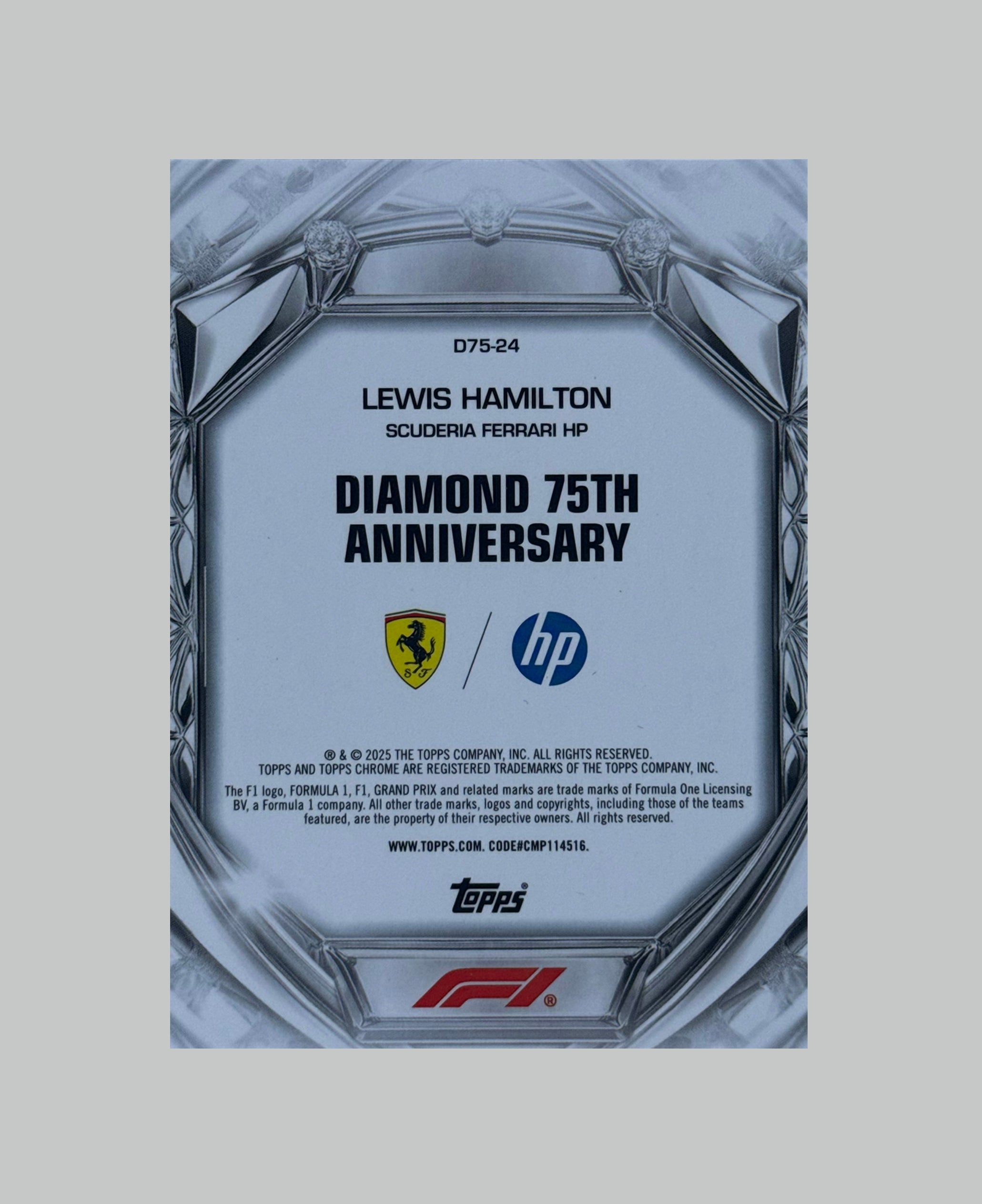 Topps Chrome F1 Lewis Hamilton Diamond 75th Anniversary