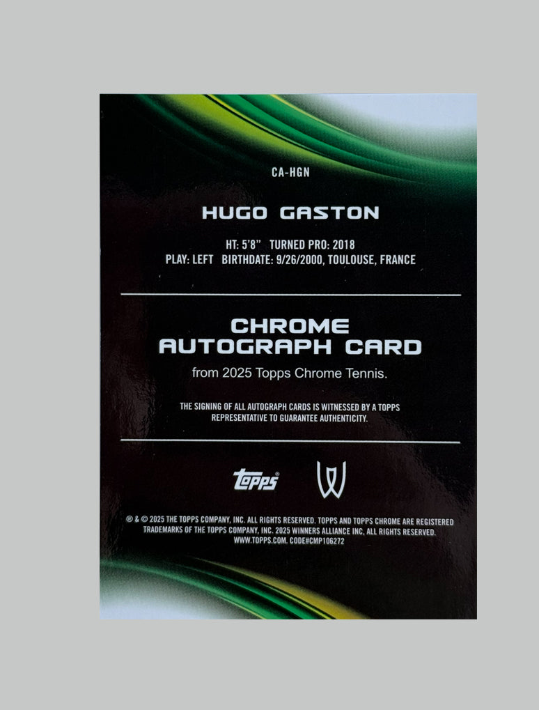 Topps Chrome Tennis 2025 Hugo Gaston Auto