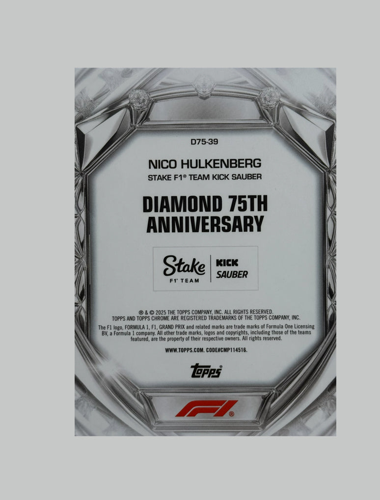 Topps Chrome F1 2025 Nico Hulkenberg Diamond 75th Anniversary 055/299