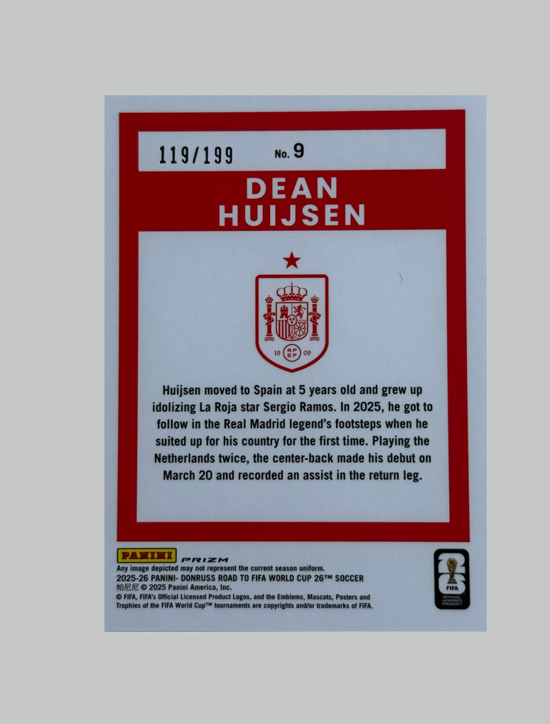 Panini Donruss Road to World Cup 2025-26 Optic Dean Huijsen 119/199