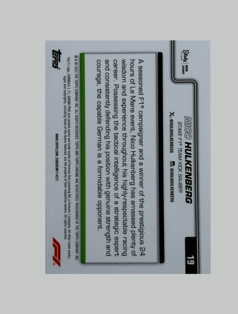 Topps Chrome F1 2025 Nico Hulkenberg 016/299