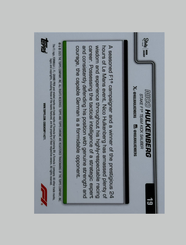 Topps Chrome F1 2025 Nico Hulkenberg 006/299