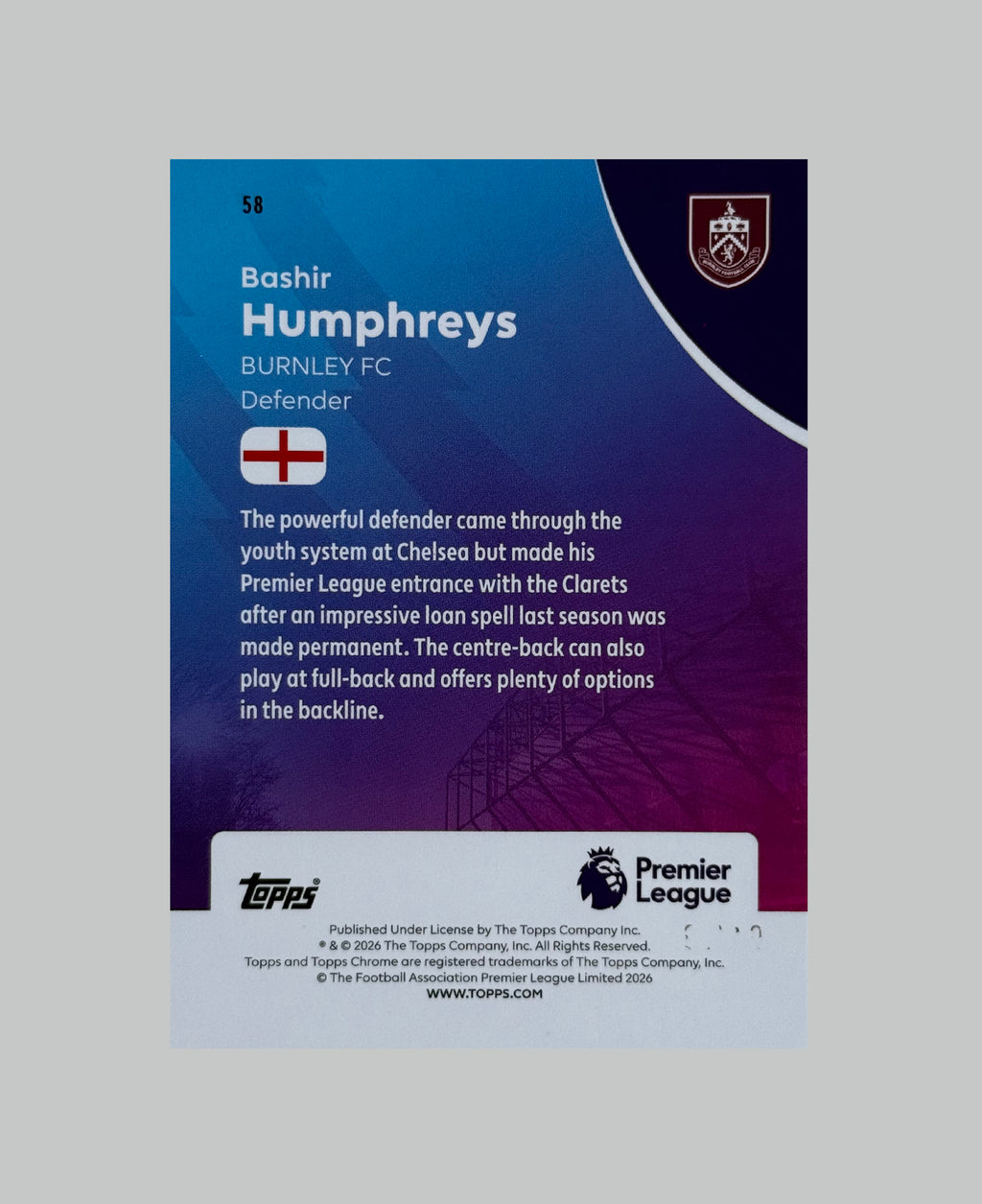 Topps Chrome Premier League 2026 Bashir Humphreys (RC) 85/99