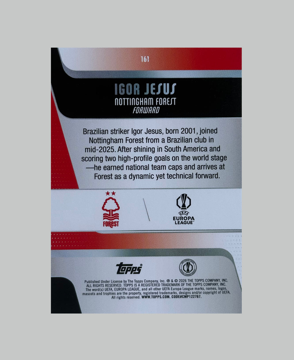 Topps UCC 2025-26 Igor Jesus (RC) 045/250