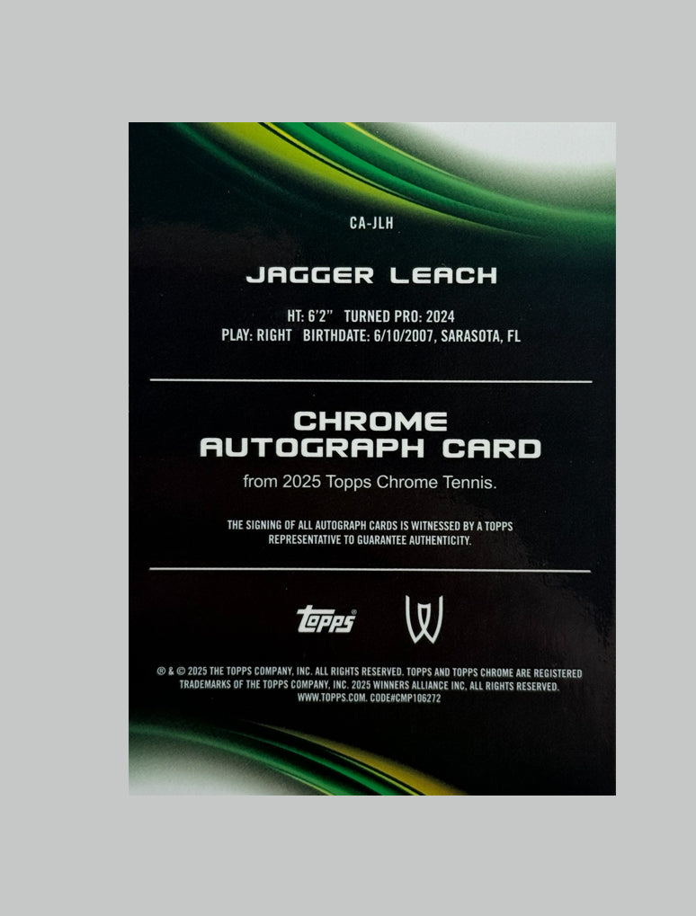 Topps Chrome Tennis 2025 Jagger Leach (RC) Geometric Refractor Auto