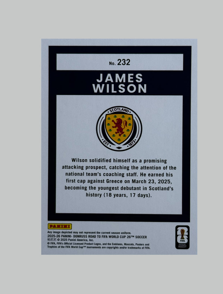 Panini Donruss Road to World Cup 2025-26 James Wilson 295/349