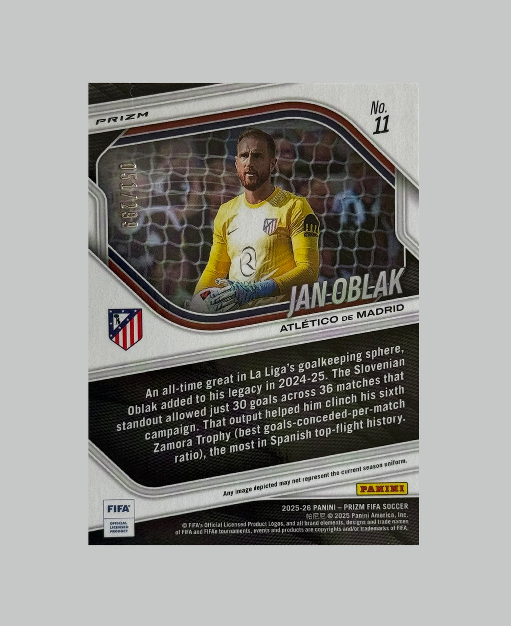 Panini Prizm FIFA 2025-26 Jan Oblak 051/299