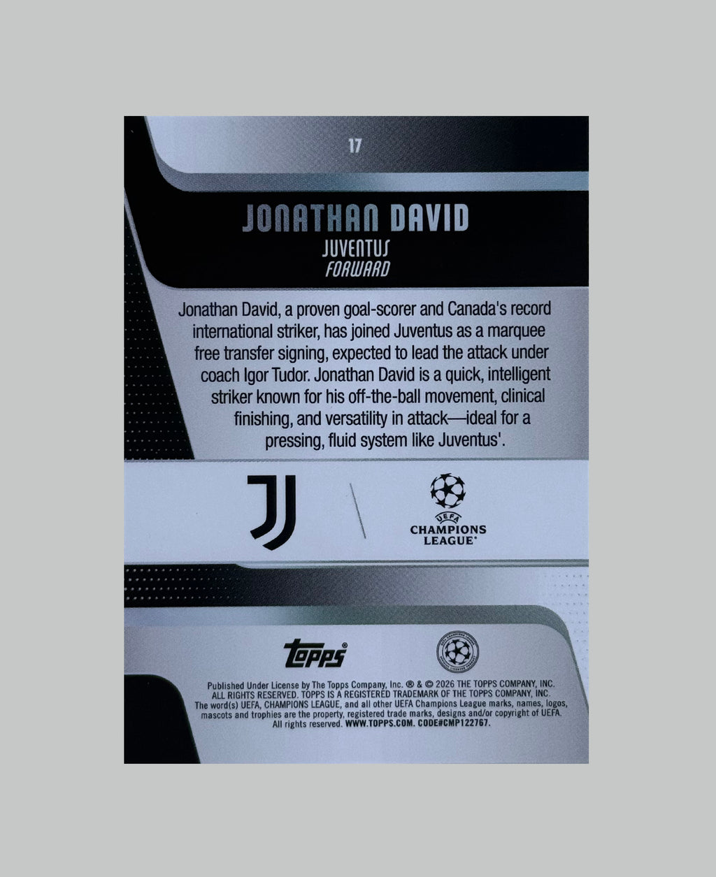 Topps UCC 2025-26 Jonathan David 34/99