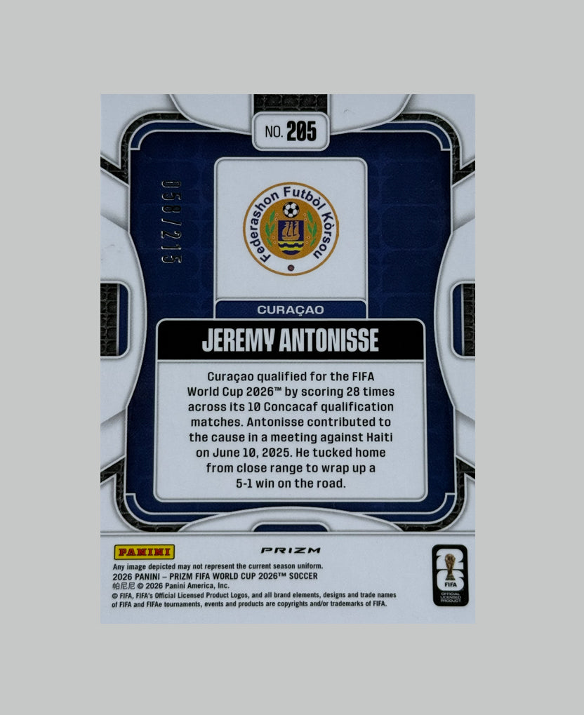 Panini Prizm World Cup 2026 Jeremy Antonisse (RC) 058/215
