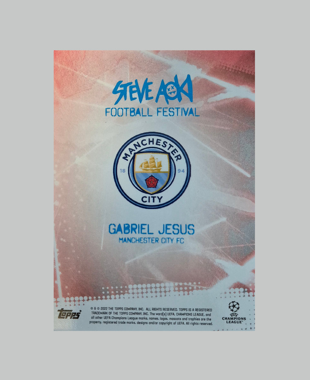 Topps X Steve Aoki 2021-22 Football Festival Gabriel Jesus 10/10 Auto