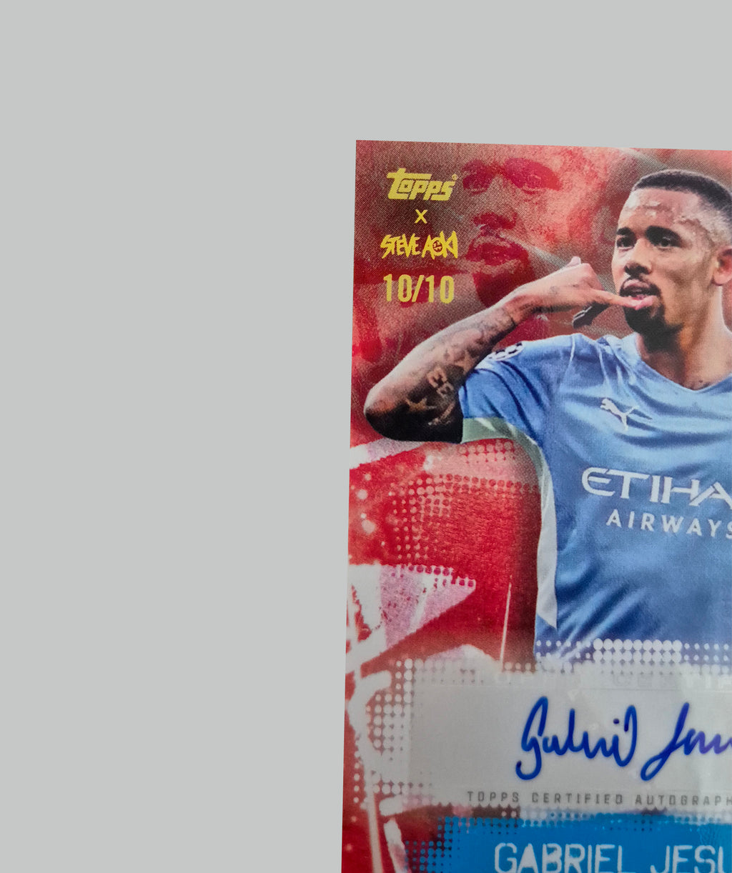 Topps X Steve Aoki 2021-22 Football Festival Gabriel Jesus 10/10 Auto