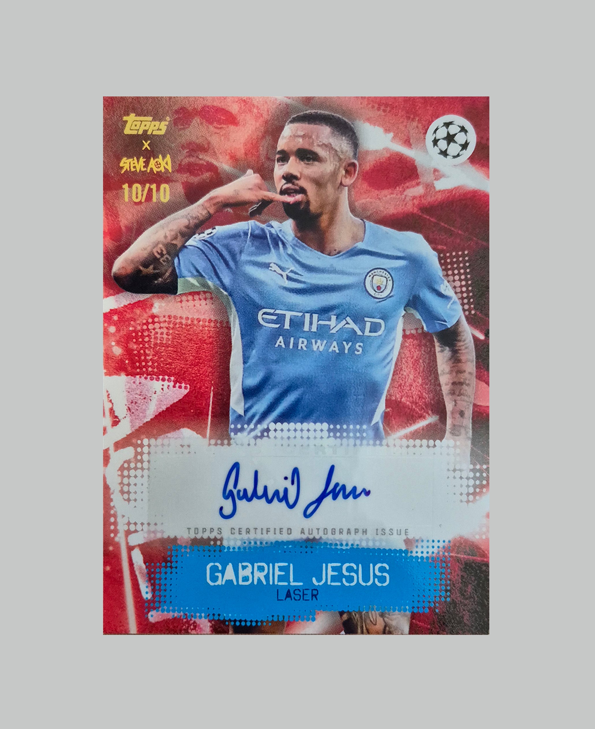 Topps X Steve Aoki 2021-22 Football Festival Gabriel Jesus 10/10 Auto