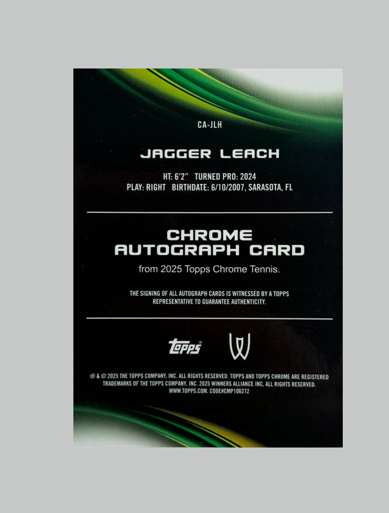 Topps Chrome Tennis 2025 Jagger Leach (RC) Auto
