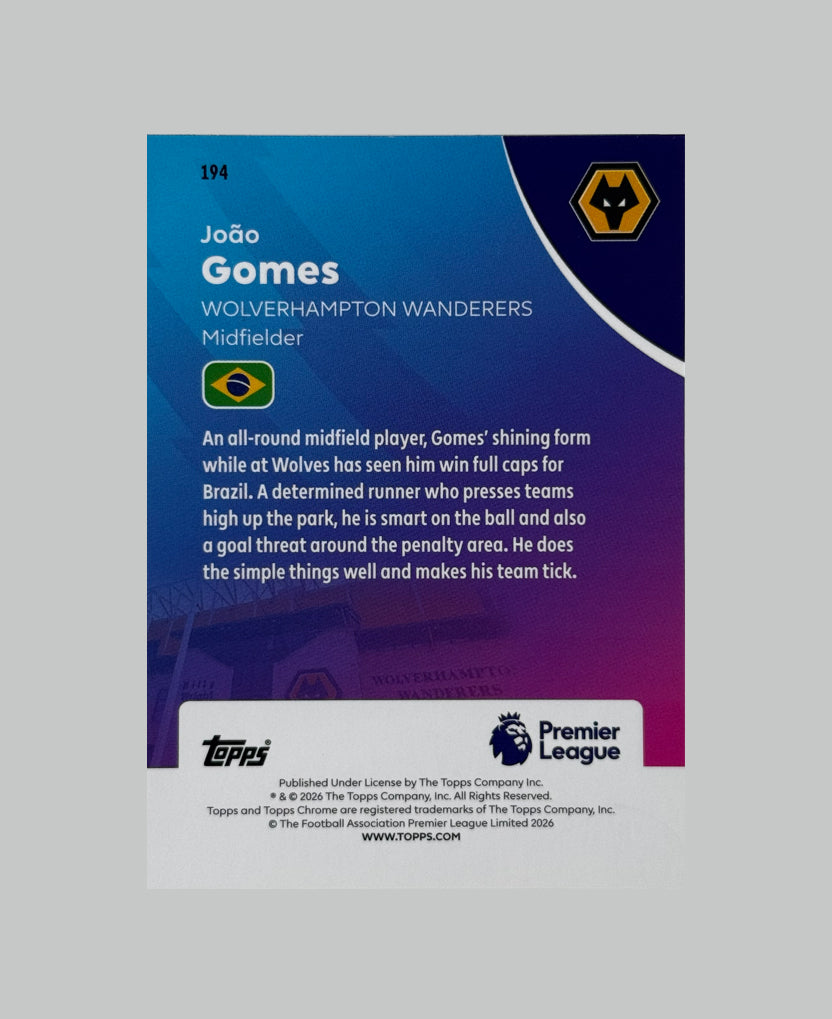 Topps Chrome Premier League 2026 Joao Gomes 86/99 Sapphire