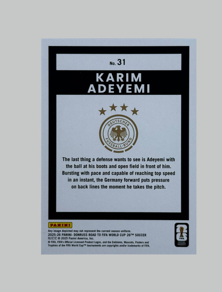 Panini Donruss Road to World Cup 2025-26 Karim Adeyemi 49/99