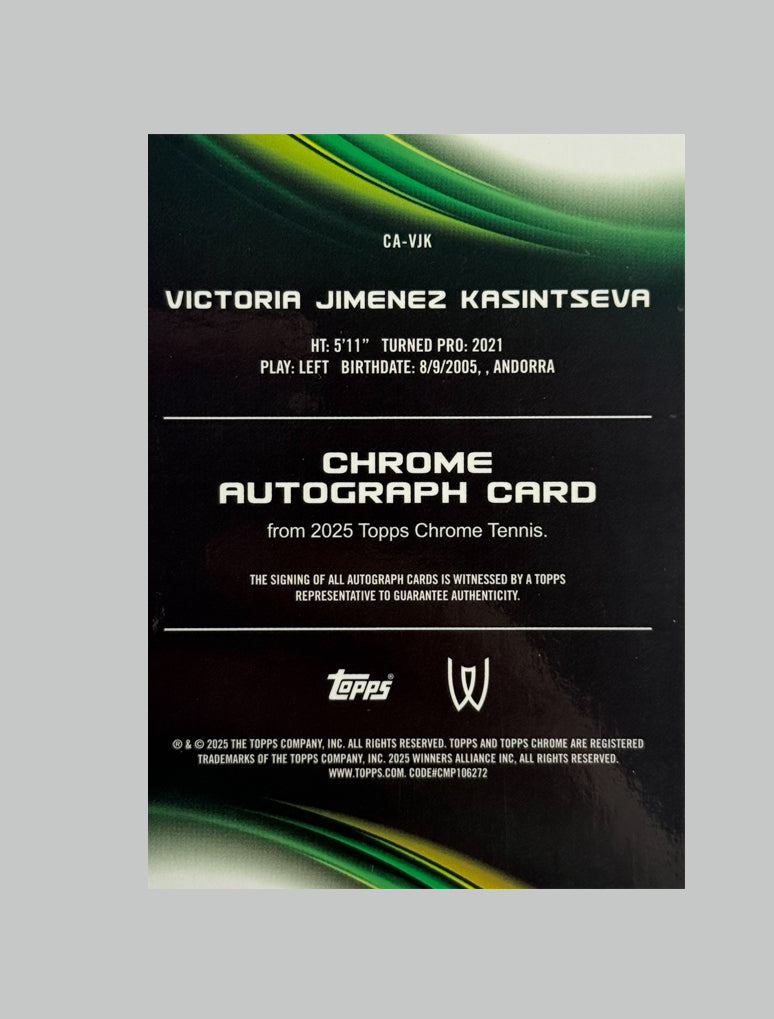 Topps Chrome Tennis 2025 Victoria Jimenez Kasintseva Geometric Refractor Auto