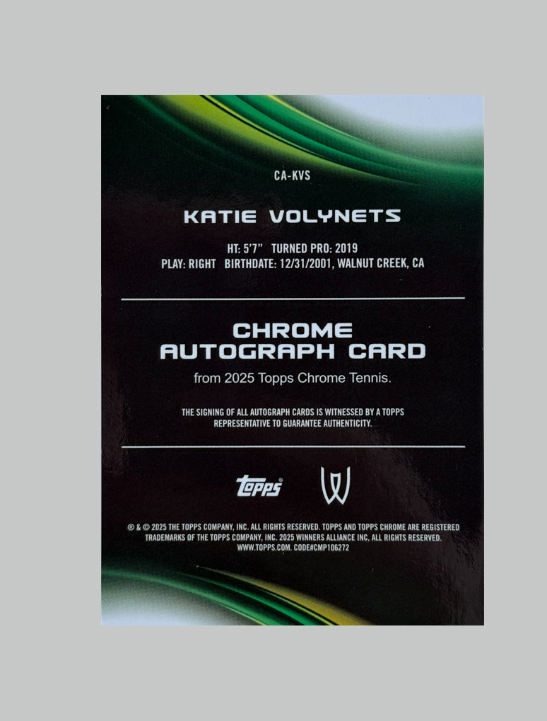 Topps Chrome Tennis 2025 Katie Volynets Auto