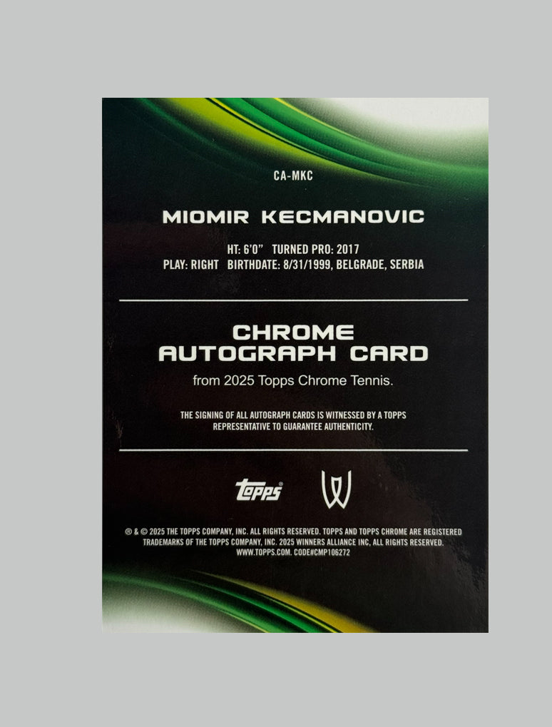 Topps Chrome Tennis 2025 Miomir Kecmanovic 50/99 Auto