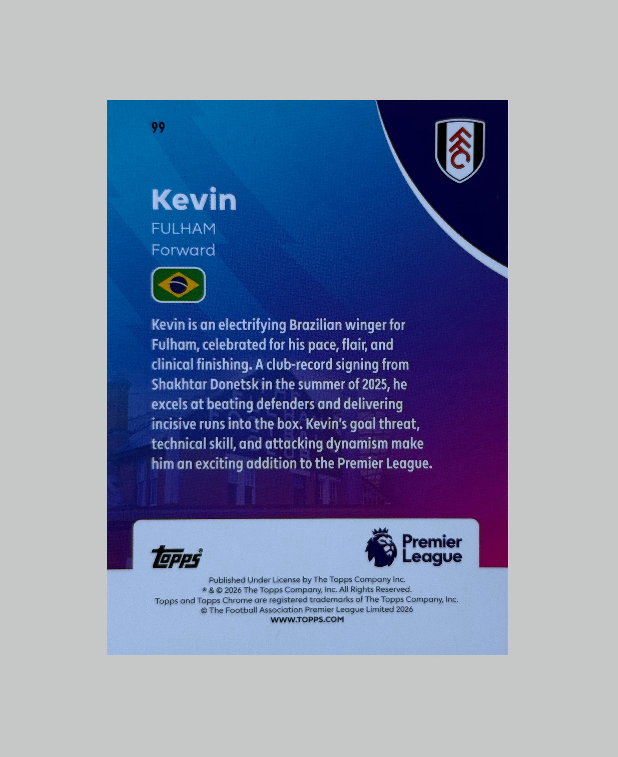 Topps Chrome Premier League 2026 Kevin