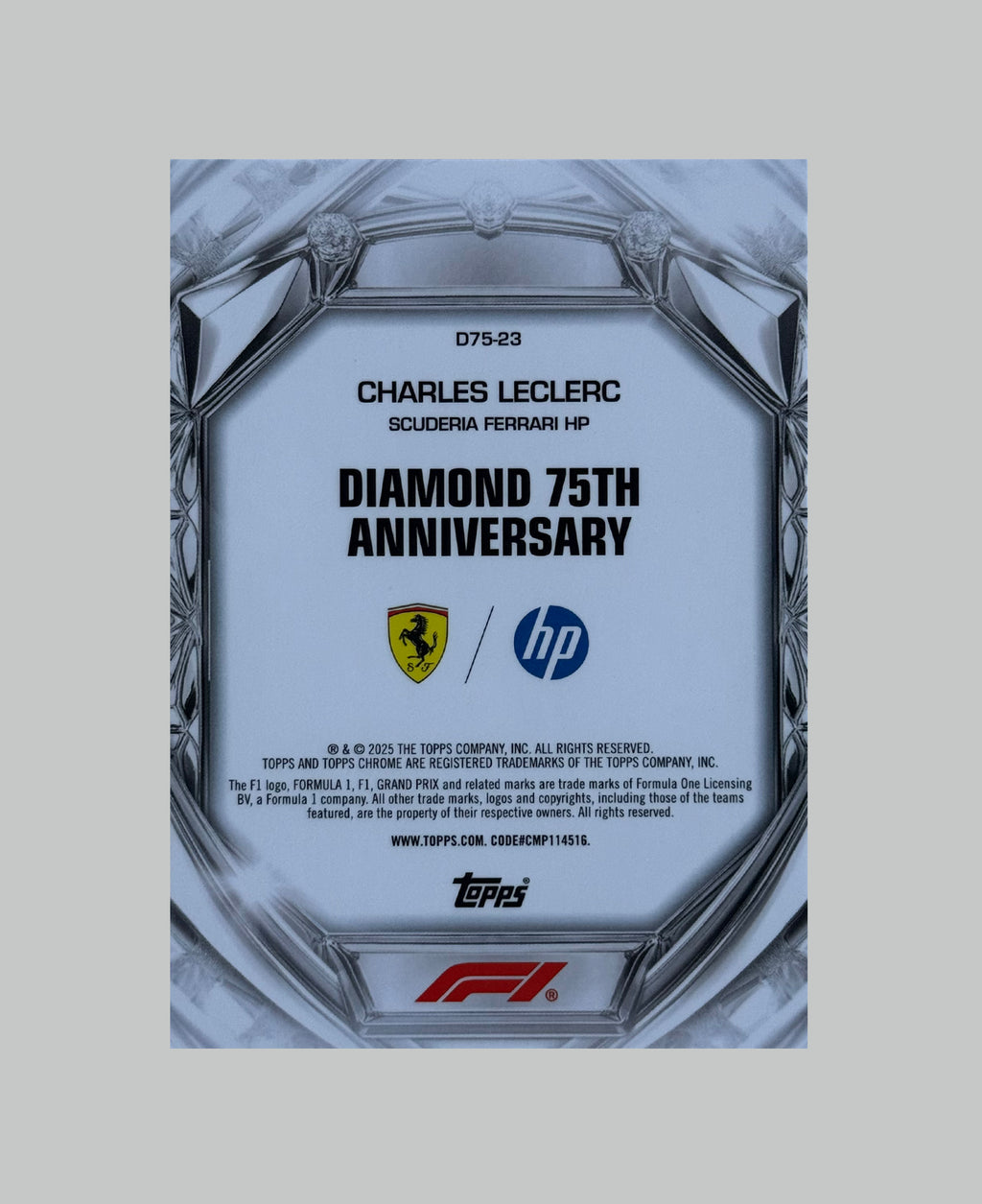 Topps Chrome F1 Charles Leclerc Diamond 75th Anniversary