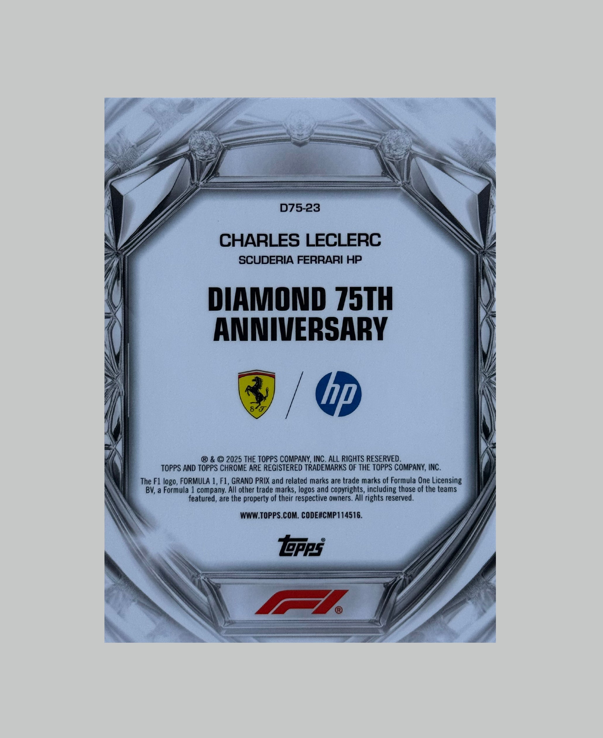 Topps Chrome F1 Charles Leclerc Diamond 75th Anniversary