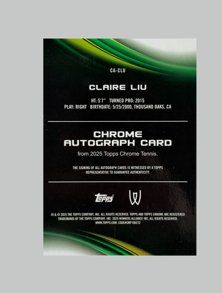 Topps Chrome Tennis 2025 Claire Liu Geometric Refractor Auto