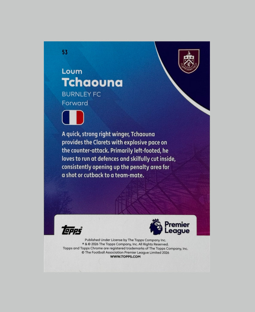 Topps Chrome Premier League 2026 Loum Tchaouna 64/99 Sapphire