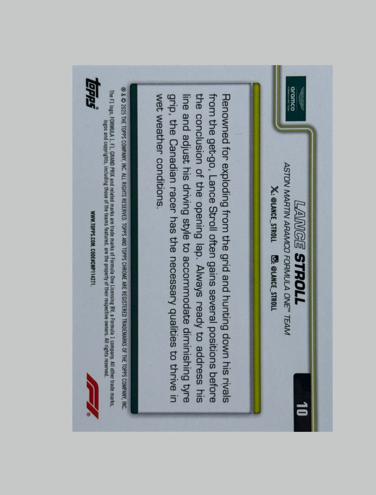 Topps Chrome F1 2025 Lance Stroll 075/199