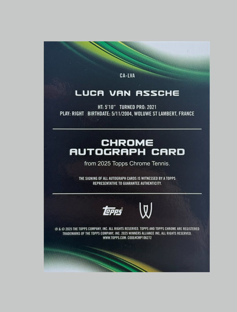Topps Chrome Tennis 2025 Luca Van Assche Auto