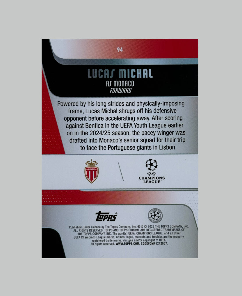 Topps Chrome UCC 2025-26 Lucas Michal (RC) 93/99
