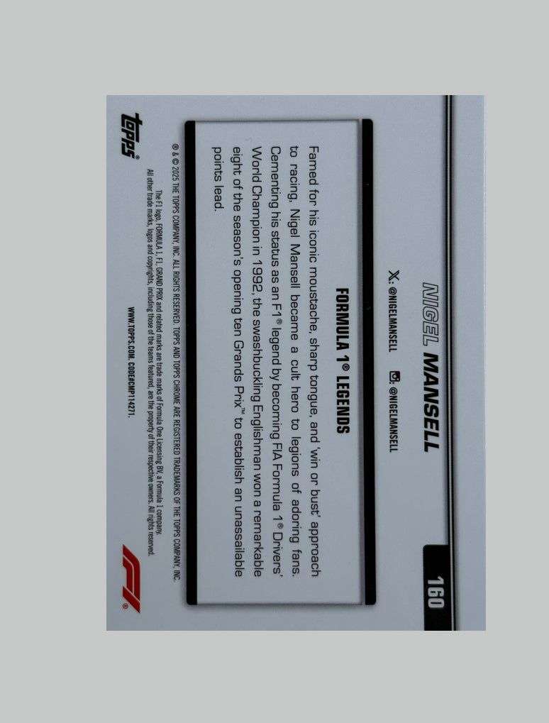Topps Chrome F1 2025 Nigell Mansell 085/150